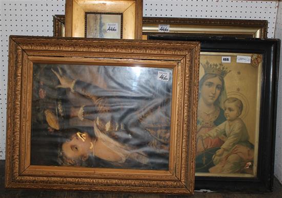 2 oil paintings, w/col, 2 prints & a frame